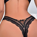 Tangas Triangulares Con Perspectiva De Diseno De Encaje Con Decoracion De Nudo De Lazo