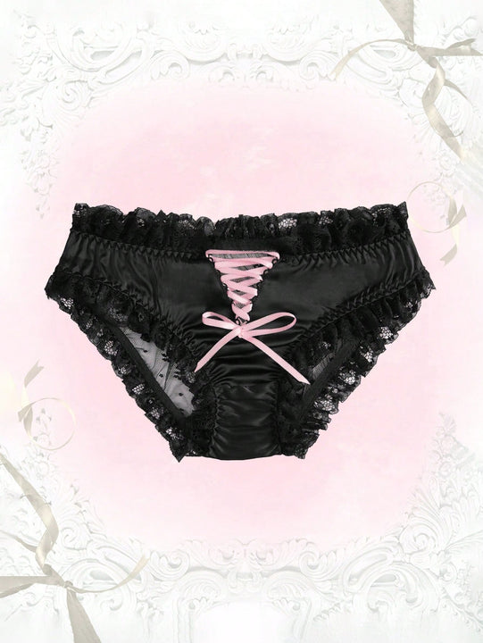 Tangas ribete fruncido con cordon delantero ribete con encaje