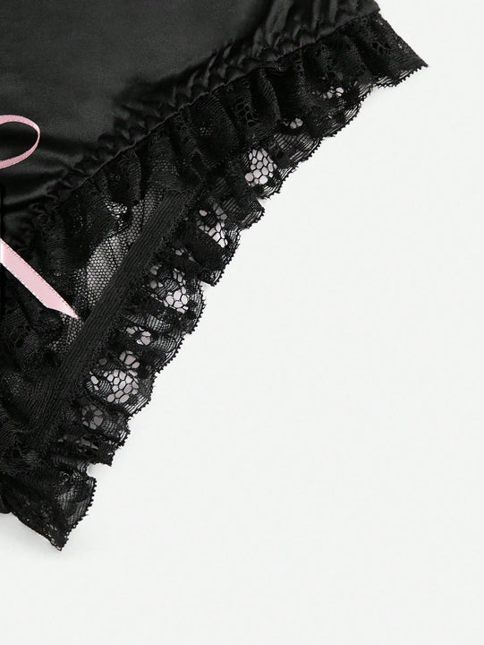 Tangas ribete fruncido con cordon delantero ribete con encaje