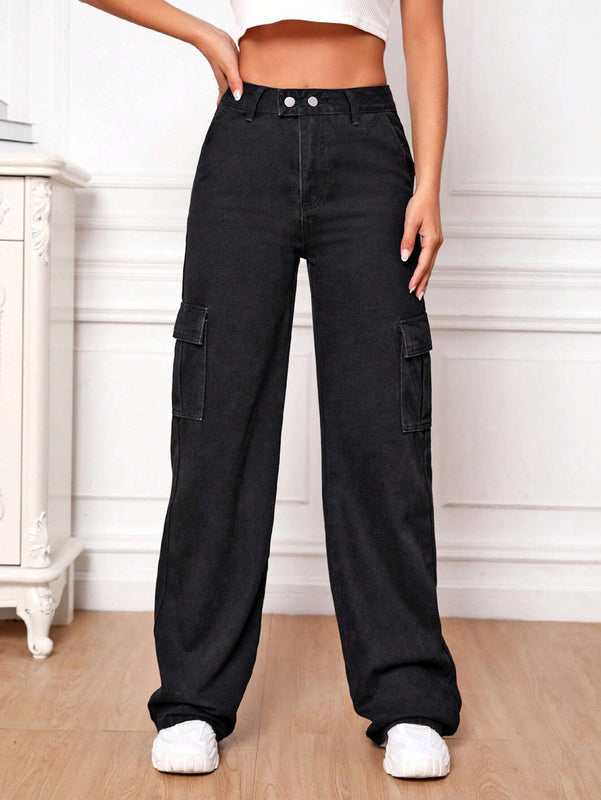 Tall Jeans cargo de talle alto con bolsillo con solapa