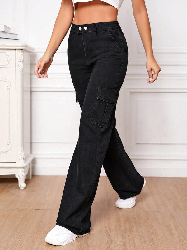 Tall Jeans cargo de talle alto con bolsillo con solapa
