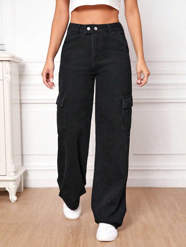 Tall Jeans cargo de talle alto con bolsillo con solapa