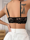 Sujetador con encaje floral ribete en abanico