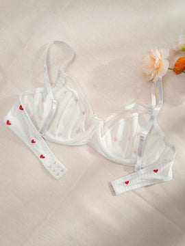 Bra De Lenceria Con Estampado De Corazon