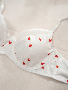 Bra De Lenceria Con Estampado De Corazon