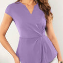 Clasi Blusa de cuello de muesca girante delantero bajo asimetrico