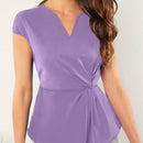 Clasi Blusa de cuello de muesca girante delantero bajo asimetrico