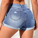 Tall Shorts en mezclilla desgarro bajo de doblez
