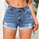 Tall Shorts en mezclilla desgarro bajo de doblez