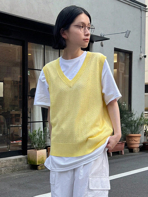 DAZY Chaleco de punto unicolor de cuello V sin camiseta