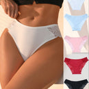 5 Piezas Contraste De Encaje Ribete De Punto Panty Lenceria