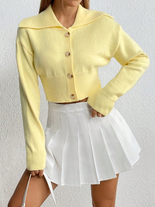 Moosta cardigan casual de manga larga de hombros caidos y unicolor para el trayecto, para otono/invierno