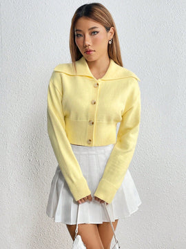 Moosta cardigan casual de manga larga de hombros caidos y unicolor para el trayecto, para otono/invierno