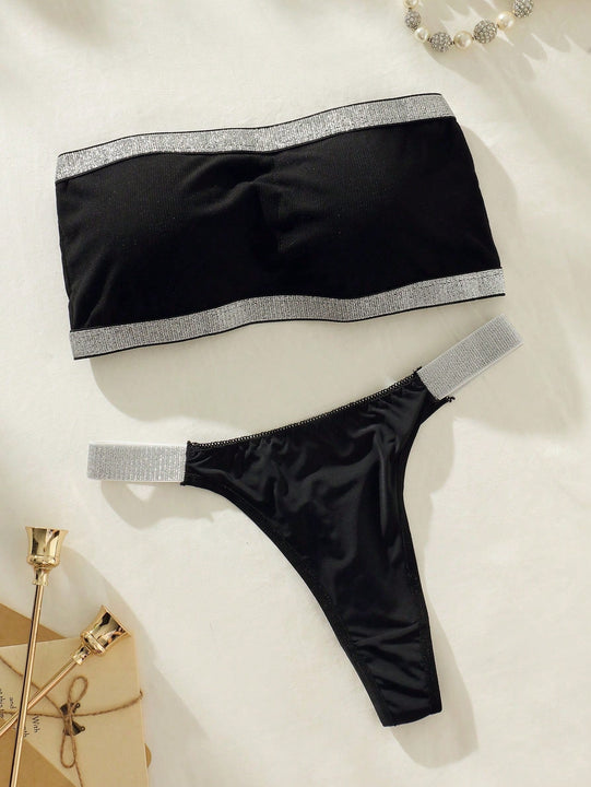 Set de lenceria bandeau brillante cinta
