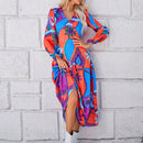 VCAY Vestido floral al azar con estampado de manga farol bajo con fruncido