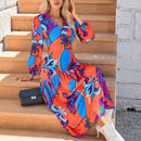 VCAY Vestido floral al azar con estampado de manga farol bajo con fruncido
