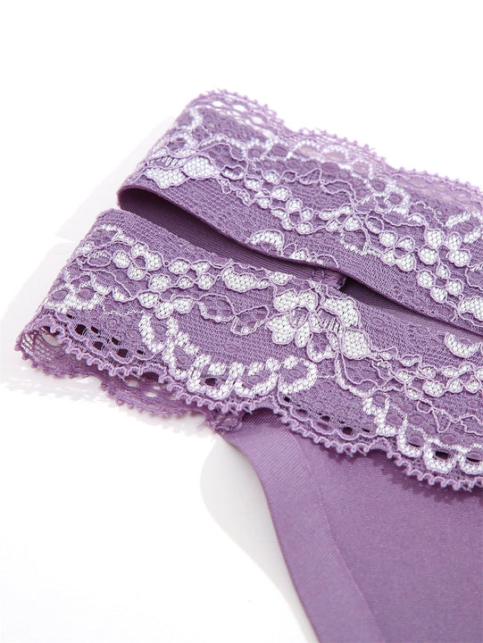 Conjunto de lenceria linda de 5 piezas para mujeres, con braguitas bikini sin costuras, de cintura alta, con encaje en V y braguitas sin costuras