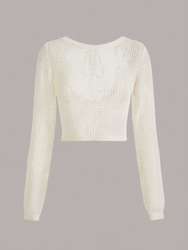 EZwear Jersey de espalda abierta con cordon de punto de malla sin top tubo