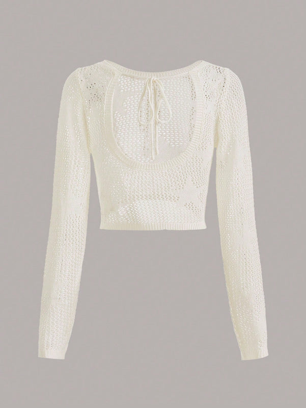 EZwear Jersey de espalda abierta con cordon de punto de malla sin top tubo