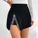 Prive Skort ribete con fleco bajo asimetrico
