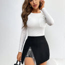 Prive Skort ribete con fleco bajo asimetrico