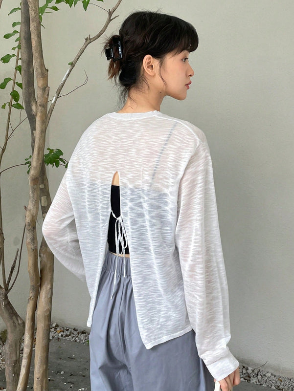 DAZY Jersey con cordon trasero de hombros caidos sin top de tirantes