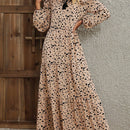 VCAY Vestido con estampado de lunares ribete con fruncido de manga farol