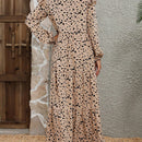VCAY Vestido con estampado de lunares ribete con fruncido de manga farol