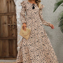 VCAY Vestido con estampado de lunares ribete con fruncido de manga farol