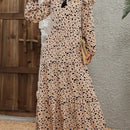 VCAY Vestido con estampado de lunares ribete con fruncido de manga farol