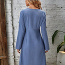 EMERY ROSE Vestido de manga enrollada con boton con boton delantero con doble bolsillo