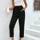 Pantalones de cintura con volante unicolor