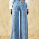 Frenchy Jeans unicolor de pierna ancha