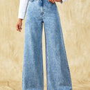 Frenchy Jeans unicolor de pierna ancha