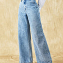 Frenchy Jeans unicolor de pierna ancha
