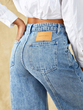 Frenchy Jeans unicolor de pierna ancha