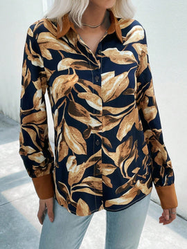 LUNE Camisa con estampado tropical con boton delantero