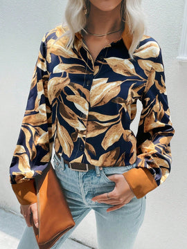 LUNE Camisa con estampado tropical con boton delantero