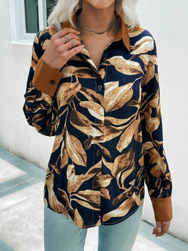 LUNE Camisa con estampado tropical con boton delantero