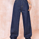 EZwear Jeans unicolor de pierna ancha