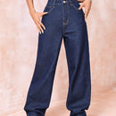 EZwear Jeans unicolor de pierna ancha
