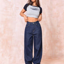 EZwear Jeans unicolor de pierna ancha