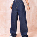 EZwear Jeans unicolor de pierna ancha