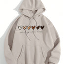 Essnce capucha con estampado de corazon y slogan con bolsillo de canguro con cordon con forro termico
