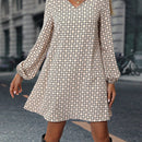 Vestido con cinturon con estampado de rayas de manga farol
