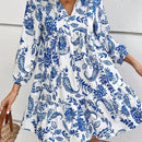 Frenchy Vestido smock con estampado de paisley de manga farol bajo con fruncido