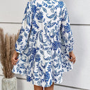 Frenchy Vestido smock con estampado de paisley de manga farol bajo con fruncido