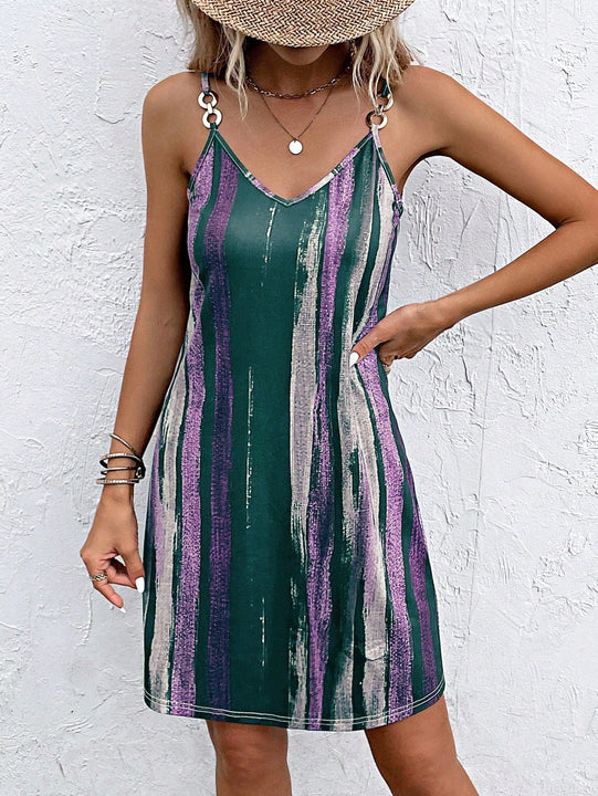 Vestido de tirantes con estampado de pincelada