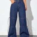 EZwear Jeans de talle alto con nudo lateral de pierna ancha