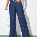 EZwear Jeans de talle alto con nudo lateral de pierna ancha